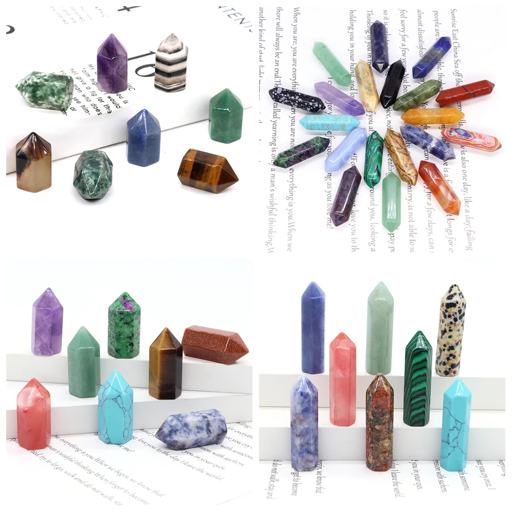 

10pcs/Lot Crystal Hexagonal Prism Natural Stone Quartz Tower Healing Energy Mineral Wand Polished Gem Craft Home Decoration Gift