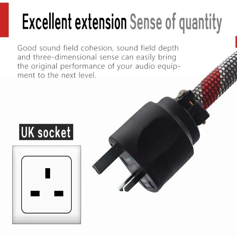 Hi-end UK Plug HiFi Audio Power Cable Crystal Copper OCC Amplifier Decoder C13 AC Cord