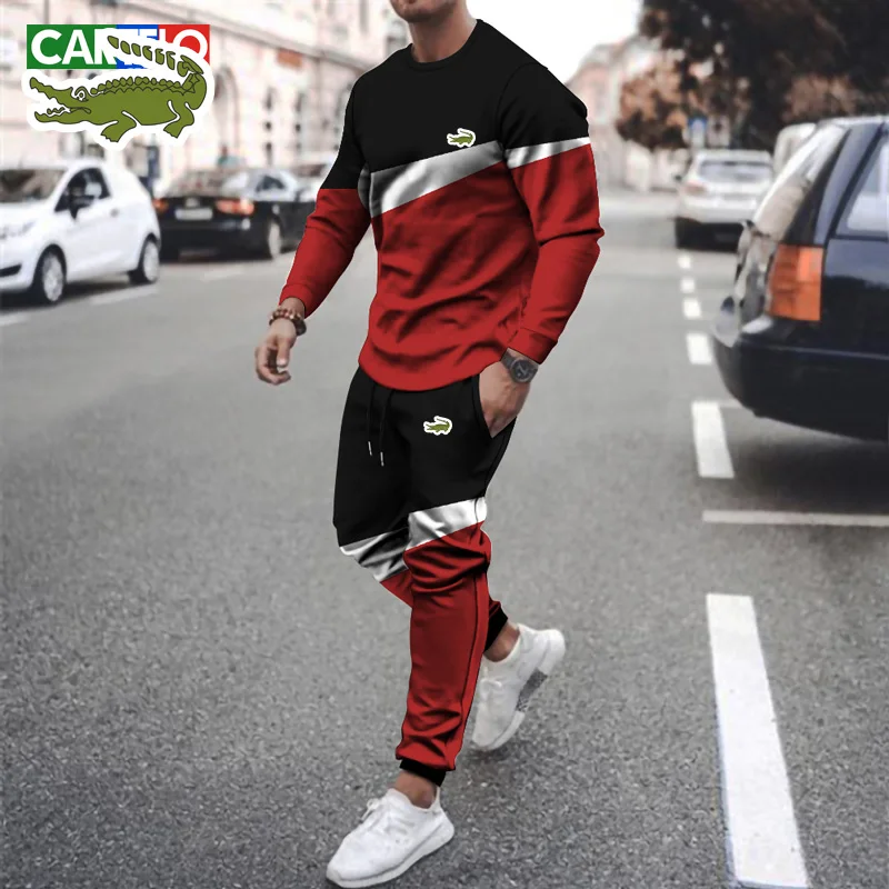 CARTELO High-end Round Neck Sweater Suit Men's Autumn New Casual Korean Version of The Popular Sportswear Two-piece Suit for Men