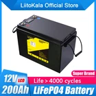 LiitoKala 12V 12,8 V 200AH lifepo4 Iithium аккумулятор с индикатором напряжения для 1200w инверторной лодки, гольф-карты