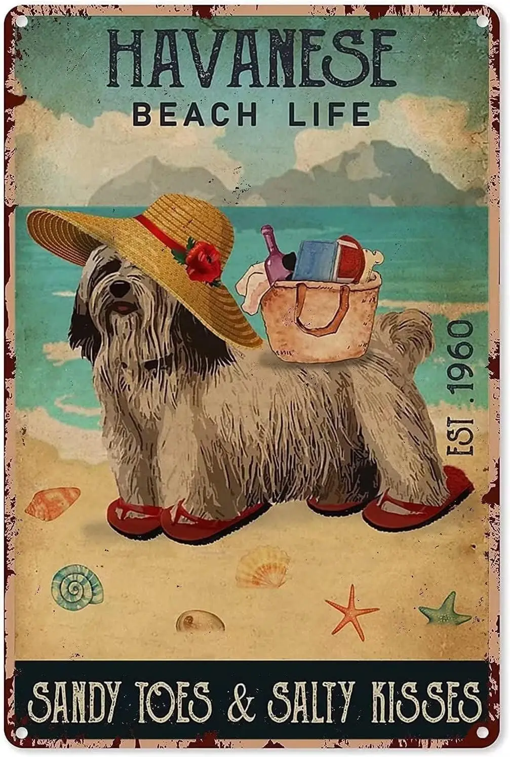 Металлическая табличка в стиле ретро Havanese Beach Life, винтажная вывеска для декора стен дома или кофейни, 24x32 дюйма (art.: 3920d9fac8a68) - 3920d9fac8a68