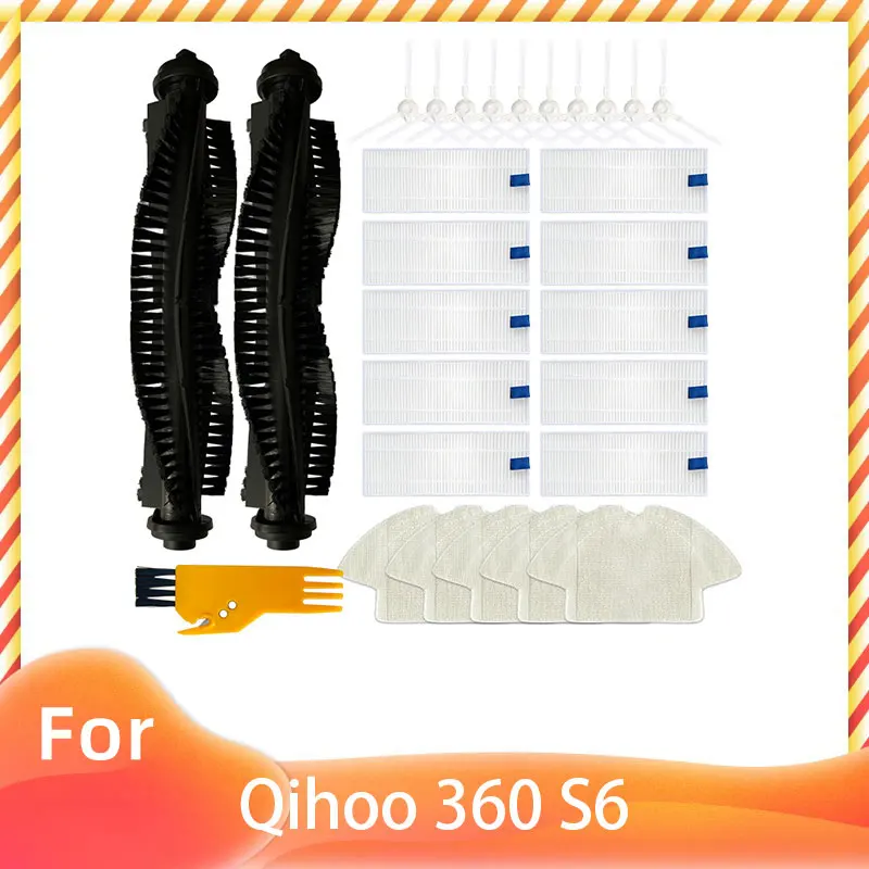 For Qihoo 360 S6 Robot Vacuum Main Brush Side Brush Roller Hepa Filter Mop Rag Cloth Replacement Cleaner Accessories Parts