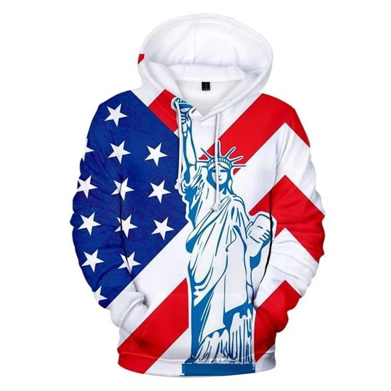 

Statue Of Liberty America Flag Hoodie 3D Printing USA Eagle American Emblem Graphic Hoodies for Men Sweatshirt Hooded Pullovers