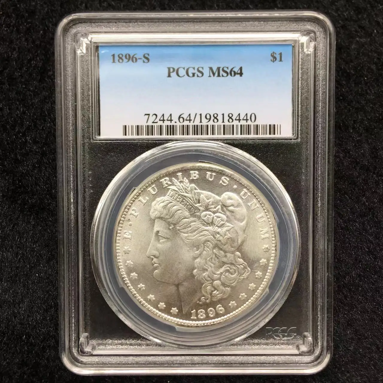 

1896-S USA Morgan Dollar Coin 90% Sterling Silver Rating Coins Sealed in Box,High Quality Collectibles Coins Holder PCGS MS64