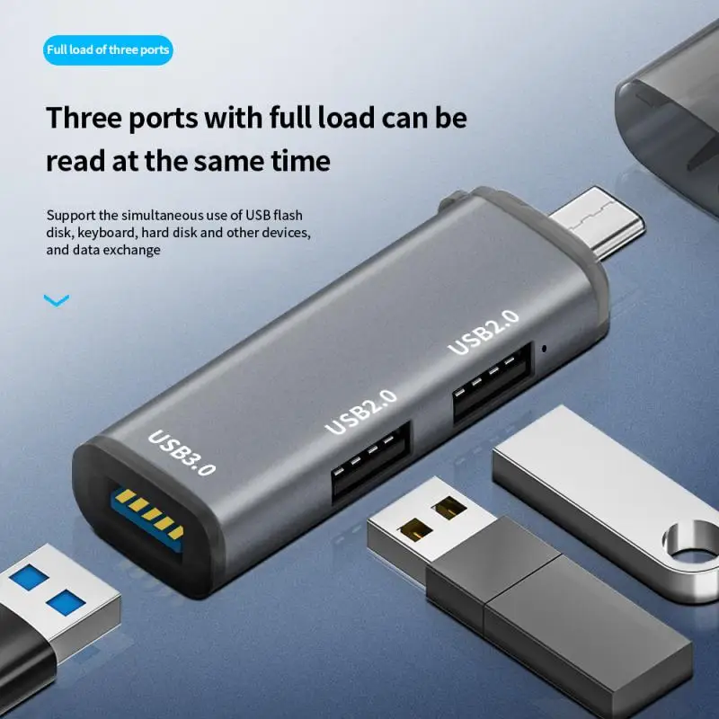 

5gbps USB Splitter Adapter Mini USB C HUB 3.0 Usb 3.0 2.0 Ports Office Accessories High-speed 3 Port Multiple Expander Aluminum