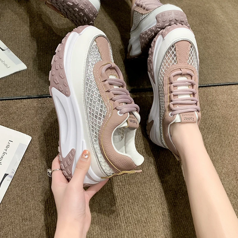 

Женские кроссовки на шнуровке, сетчатые кроссовки с вулканизированной подошвой, высокого качества, 2023