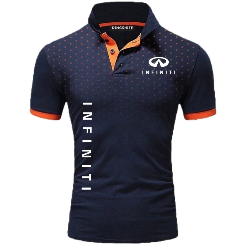 Infiniti car logo print Business Men's Polo Shirt AliExpress New Summer T-Shirt High Quality Colorblock Men's Short Sleeve