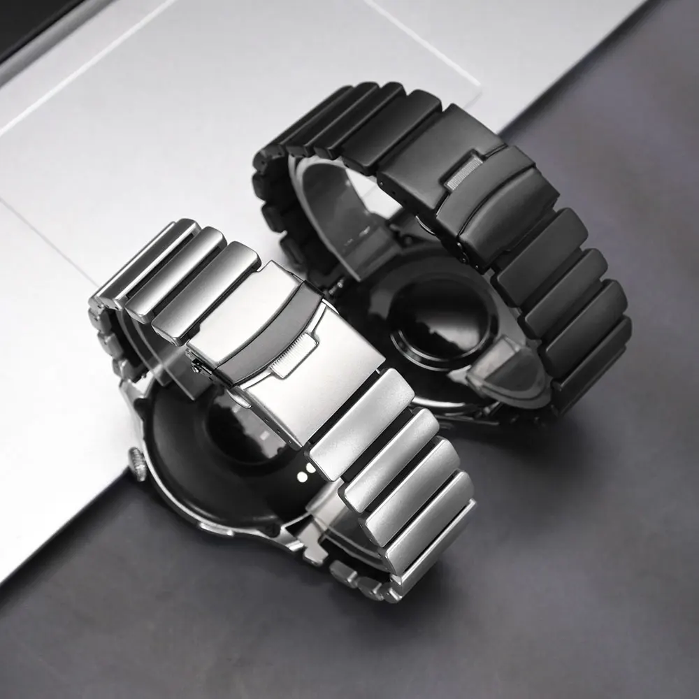 Фото Ремешок из нержавеющей стали 22 мм для Huawei Watch 5 4 GT 6 6 Pro GT5 4 3 46 мм, роскошный резиновый ремешок для Oneplus Watch 3 2 2R, мужской браслет №4