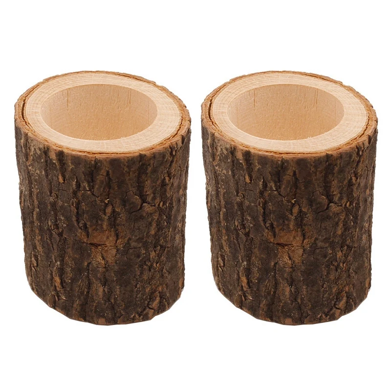 

2X Vintage Wooden Tree Branch Candle Holder Wood Tea Light Candlelight Dinner Deco High