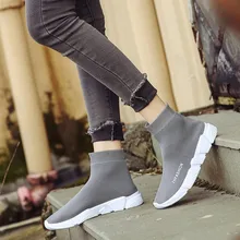 2021Soft Sole Breathable Socks Shoes High Top Leisure Sneakers Women's Trainers Shoes Sports Skateboarding Shoe Large Size 35-44