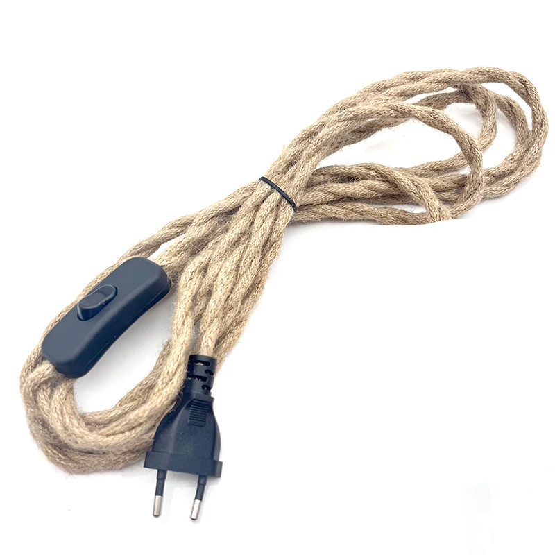 

Витой шнур своими руками с держателем лампы, веревка, электрический провод E27, вилка европейского стандарта, пластиковая розетка, винтажный витой кабель с переключателем ВКЛ. ВЫКЛ.