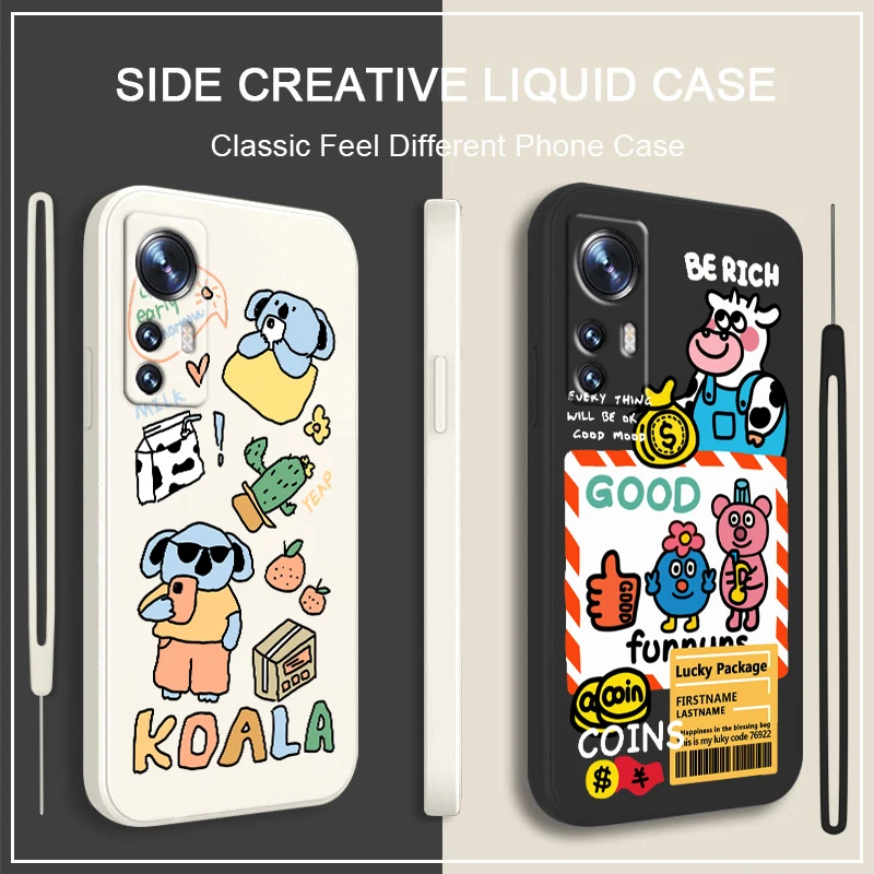 

Cartoon cute koala and bear For Xiaomi Mi 12S 12 12X 11i 11T 11 10 10S 10T 9 Pro Lite Ultra 5G Liquid Rope TPU Phone Case