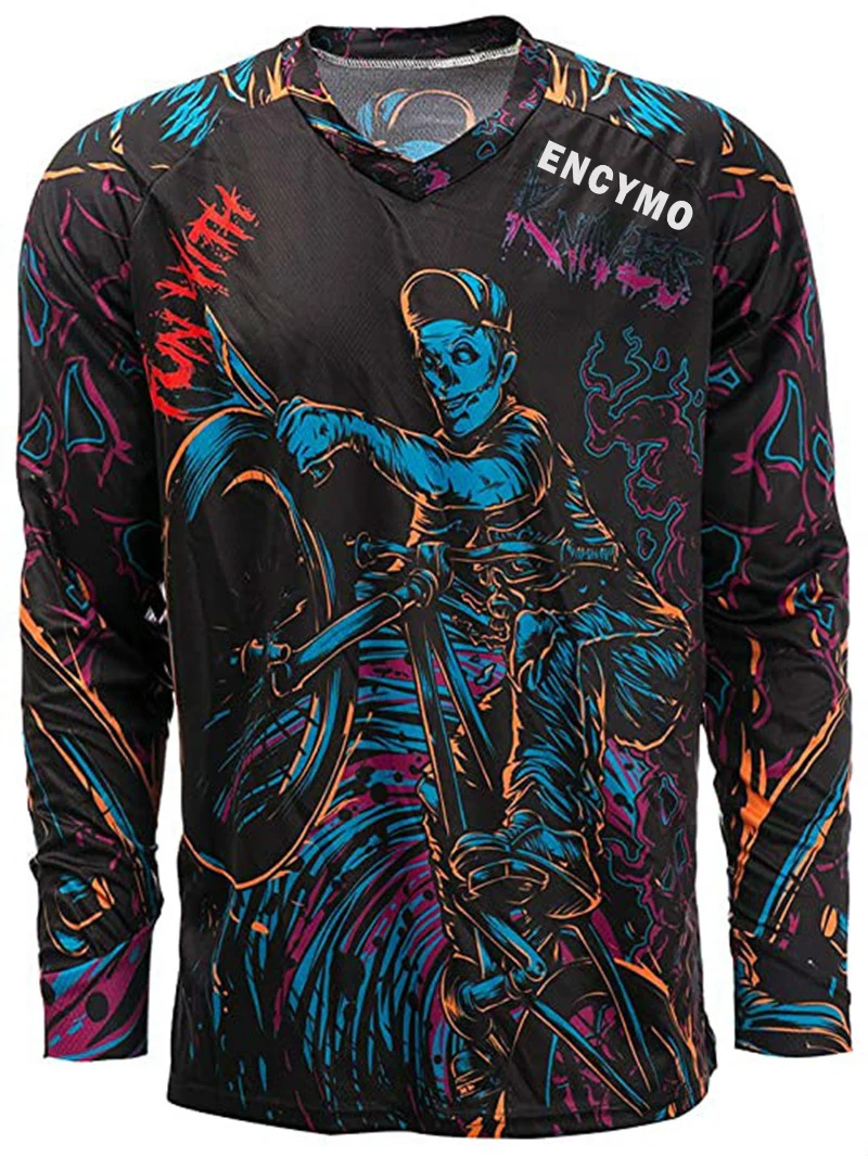 

ENCYMO Даунхилл велосипедная Джерси мужская футболка с длинным рукавом для езды на горном велосипеде
