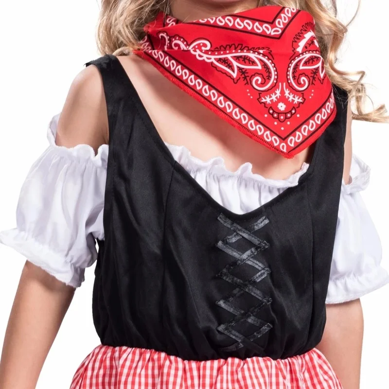 Cheap Girls West Cowboy Cosplay Halloween Costume Kids Vintage Cowgirl Plaid Dress with Scarf Carnival Easter Purim Fancy |