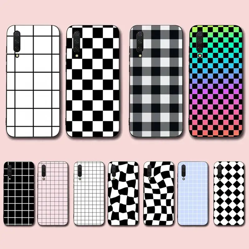 

Checkerboard Plaid Black White Square Phone Case for Xiaomi mi 5 6 8 9 10 lite pro SE Mix 2s 3 F1 Max2 3