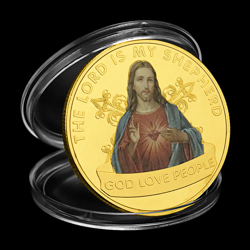 

God Love People Christian Commemorative Coins Religion Faith Jesus Painted Badge The Passion of Jesus Souvenirs and Gifts