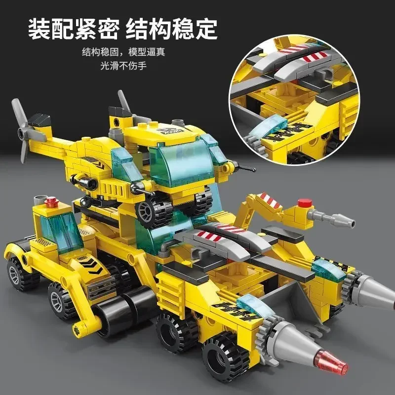 Конструктор-трансформер 6 в 1 боевой корабль динозавр мейча Инженерная модель