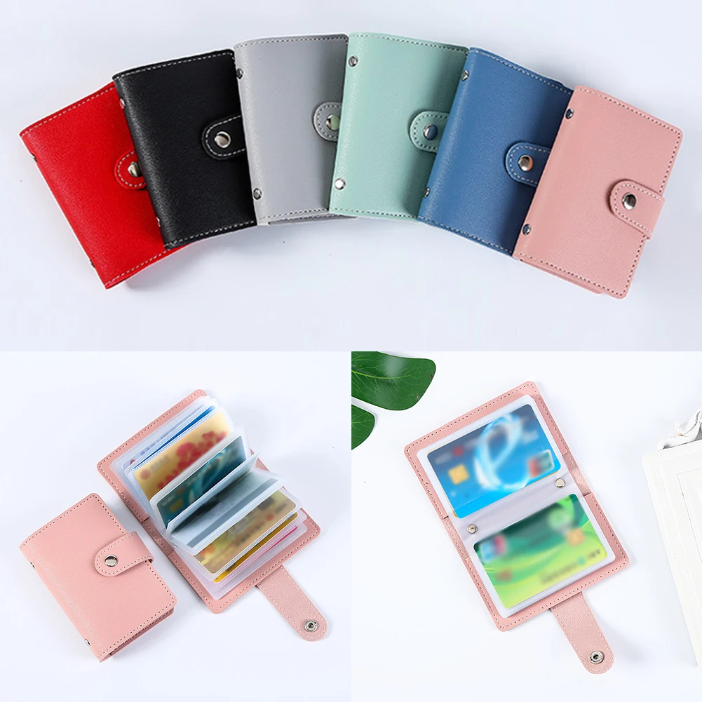 24 Bits Credit Card Holder Business Bank Card Pocket Pu Large Capacity Card Cash Storage Clip Organizer Case ID Holder Pouch