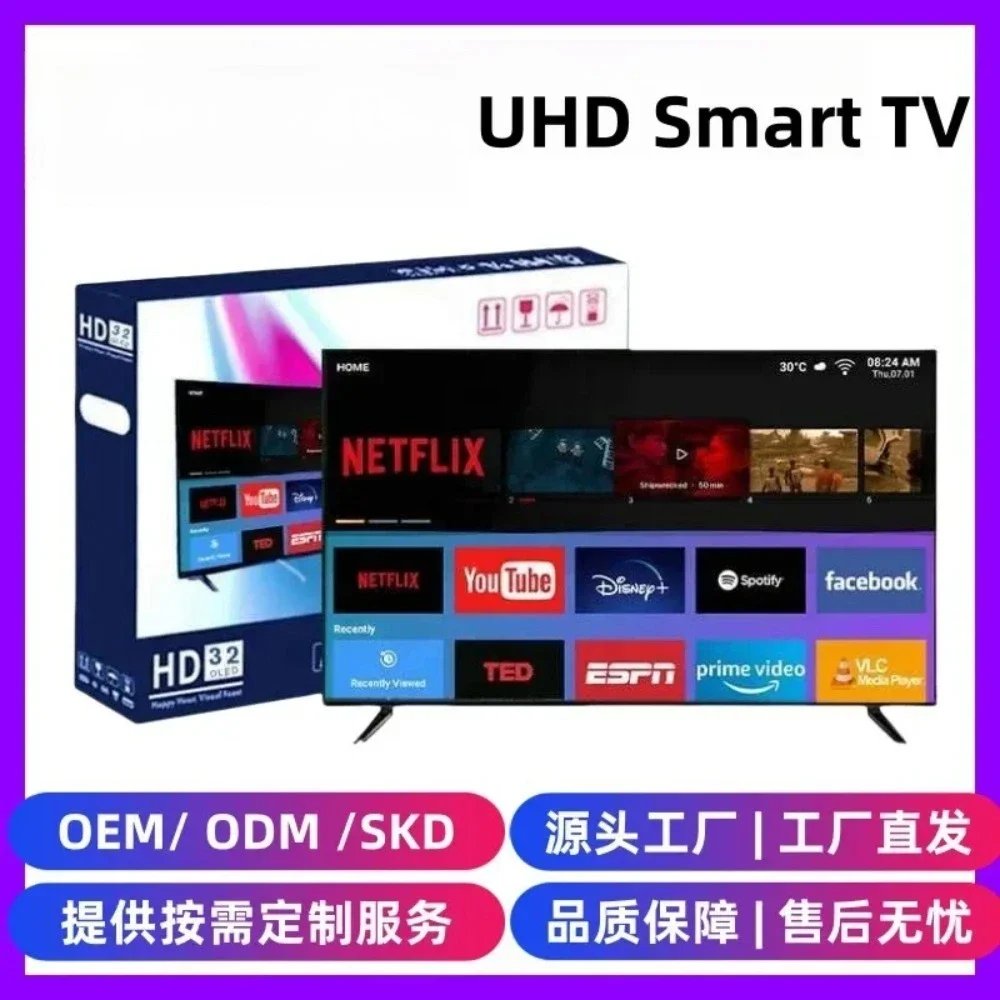 Фото Смарт-телевизор 4K UHD Android 32 43 55 дюймов HDR10 WiFi Bluetooth с голосовым управлением №2