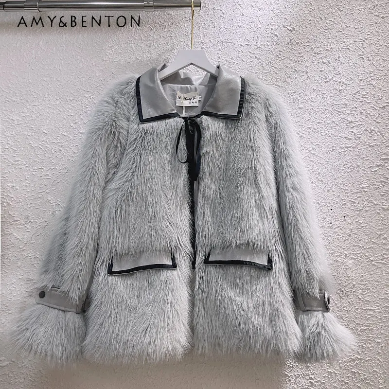 Casual Fur Furry Coat Women's Wool Jackets Autumn and Winter Pu Fur Integrated Coat Top Fashion Trend Warm Jackets for Ladies