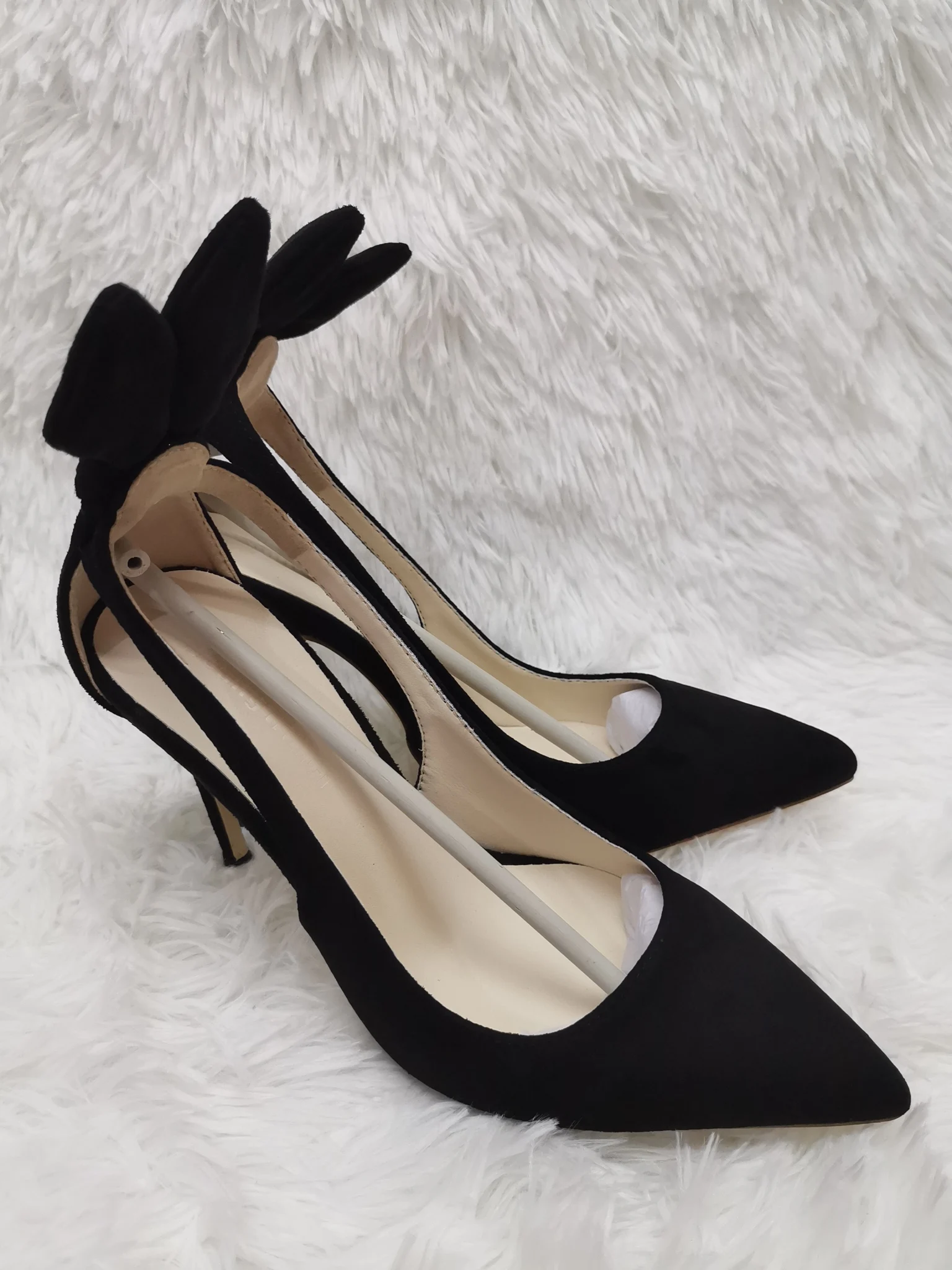 Black High Heels Women Pumps 10Cm Sexy Pointed Toe Shallow Stiletto Temperament Suede Office Dress Party Shoes Spring Autumn