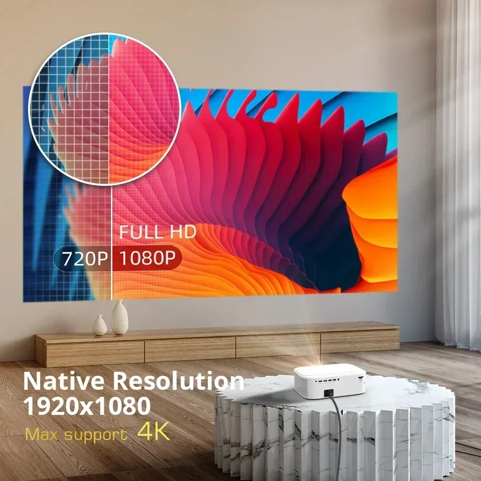 Фото Портативный LED LCD-проектор BYINTEK K45 Smart WiFi Android Full HD 1080P для видео, 3D, 4K, для обучения в классах (30 USD дополнительно за Android) №3