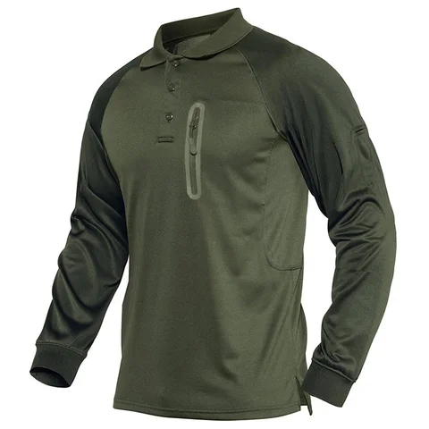 KEFITEVD Тактическая мужская футболка с карманом на груди, длинным рукавом, быстросохнущая, для охоты, кемпинга, походов, рыбалки, скалолазания
