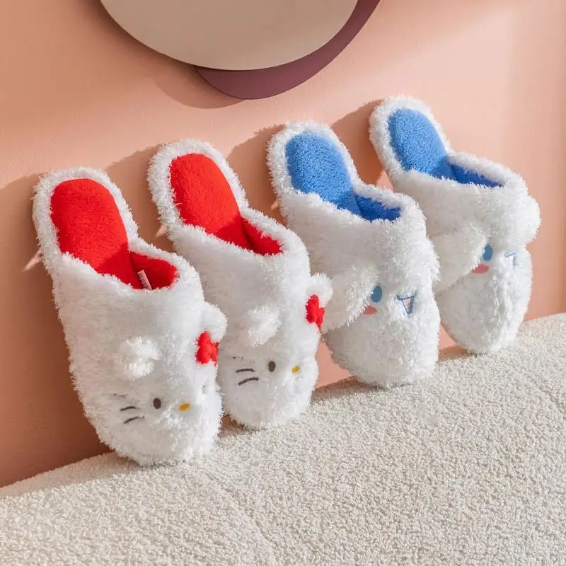 

Cartoon Sanrio Slippers Hello Kittys Accessories Cute Cartoon Anime Kawaii Mop Anti-Slip Warm Home Autumn Winter Toys Girls Gift