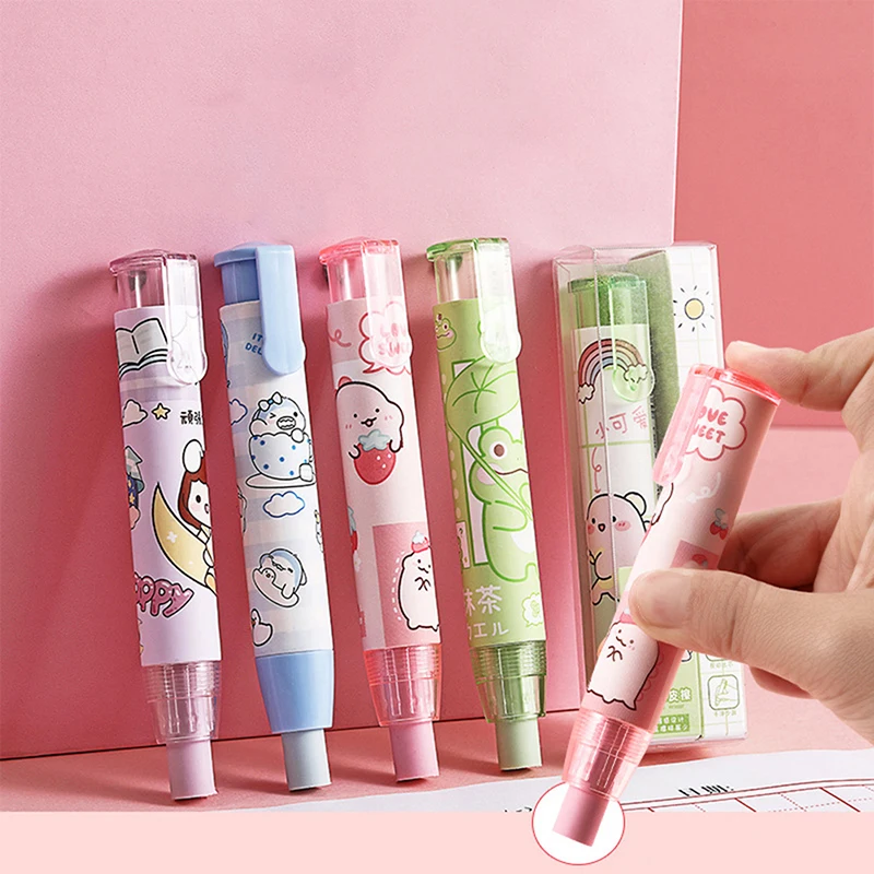 

Kawaii Retractable Eraser Pencil Rubber Soft Refill Core for Kids Art Writing Erasers Pen Office Correction Supplies Stationery