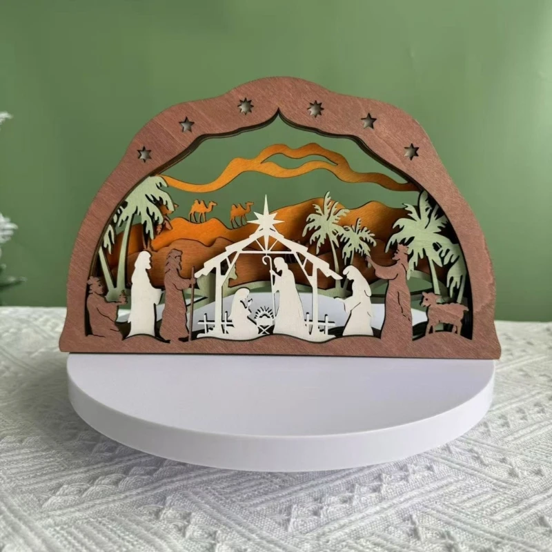 C63B Рождественская деревянная статуя Иисуса украшение для стола праздничное