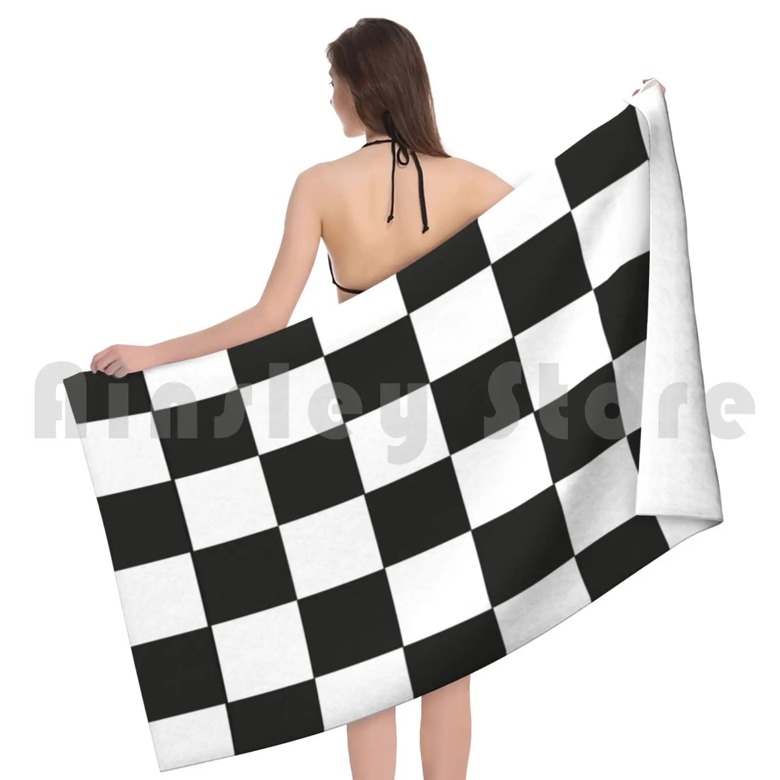 Полотенце банное с шахматными узорами стильное маленькое |