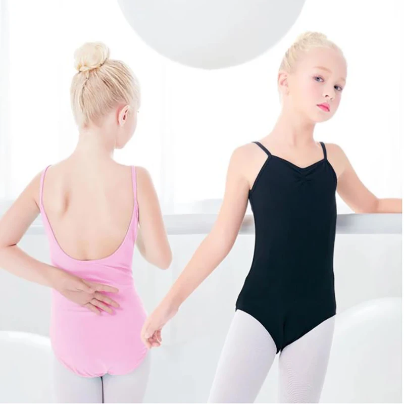 

Ballet Leotard for Girls Kids Dance Camisole Pink Black Swimsuits Gymnastics Bodysuit Open Crotch Professional Ballet Costume