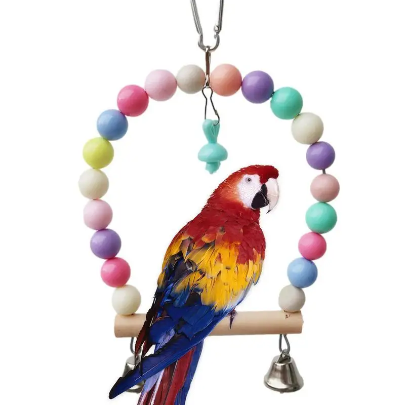 

Качели для птиц, игрушечная подставка для птиц, маленькая клетка для птиц, игрушки, поставки с колокольчиком для попугаев, любимых птиц и дру...