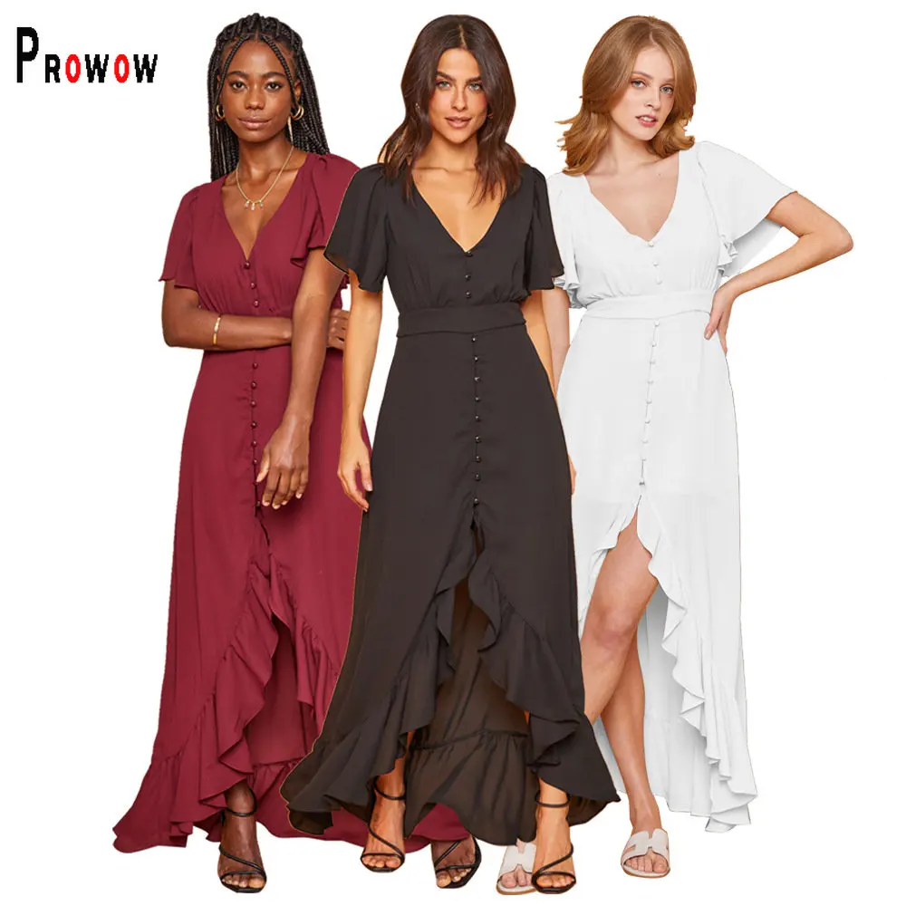 

Женское шифоновое платье с V-образным вырезом и разрезом