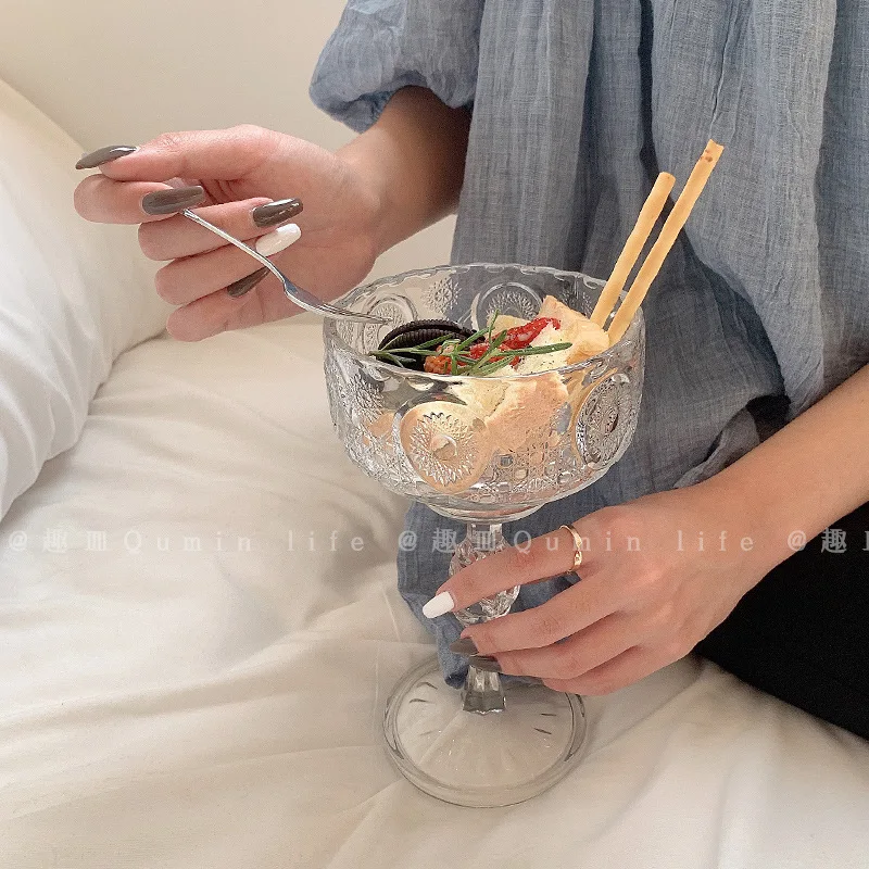 

Wine Glasses High Foot Cocktail Glass Ice Cream Cup Smoothie Cup Dessert Cup Ice Hockey Cup Ice Cream Bowl Yogurt Bowl Glass