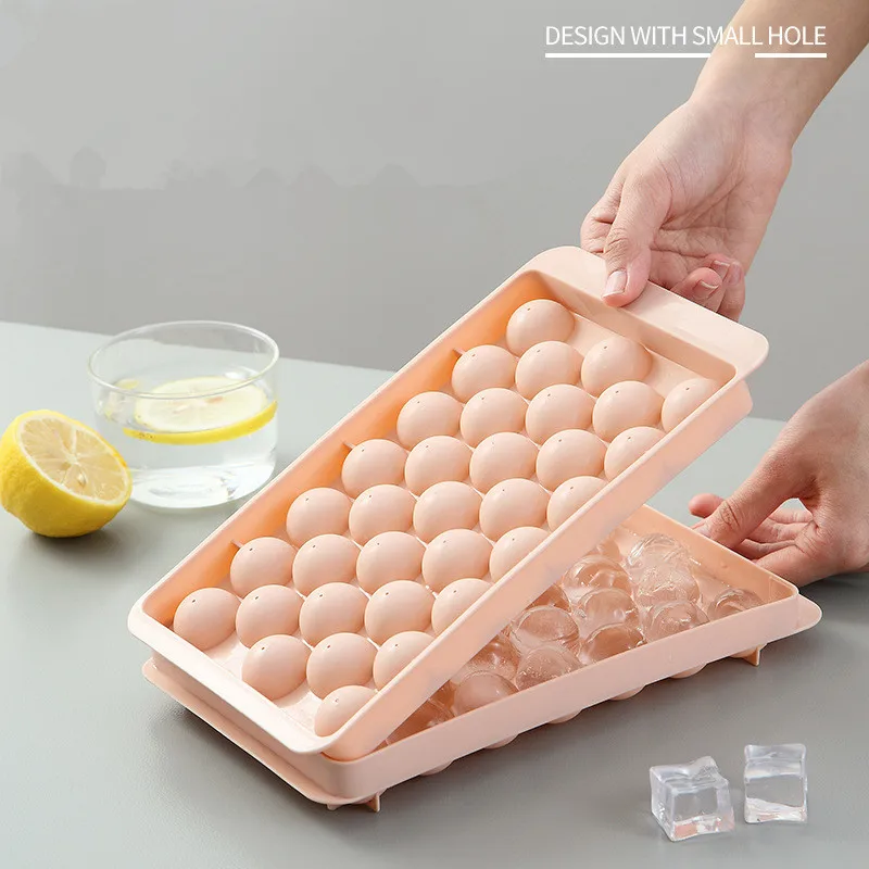 

Summer Ice Grid 33 Grid Supplementary Food Diy Round Ice Cube Mold Refrigerator Storage Box Household Ice Maker With