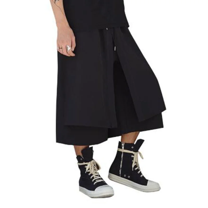 

Kimono Men Japan Loose Wide Leg Pant Fashion Casual Skirt Trousers Male Streetwear Hip Hop Punk Harem Pants