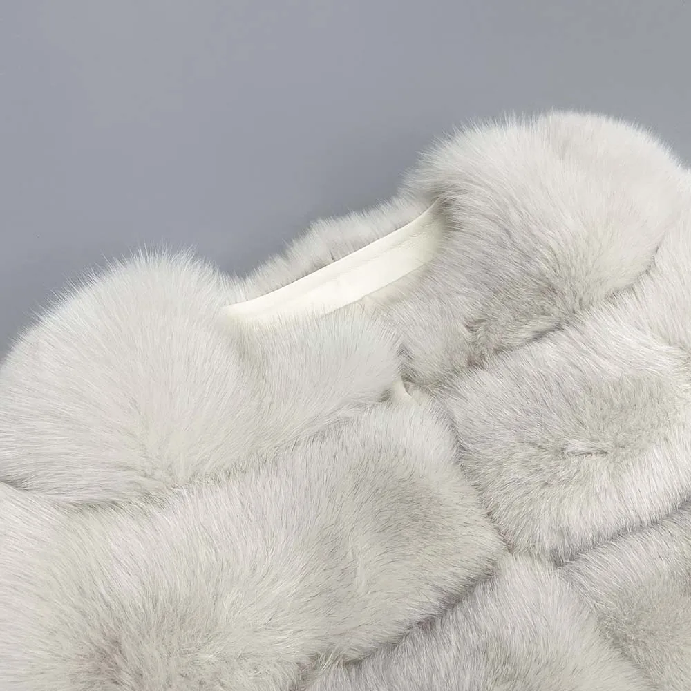 JANEFUR Real Fur Coat Women 2023 Full Sleeve Luxury Fox Fur Jackets Wholesale Custom Ladies Winter Outerwears