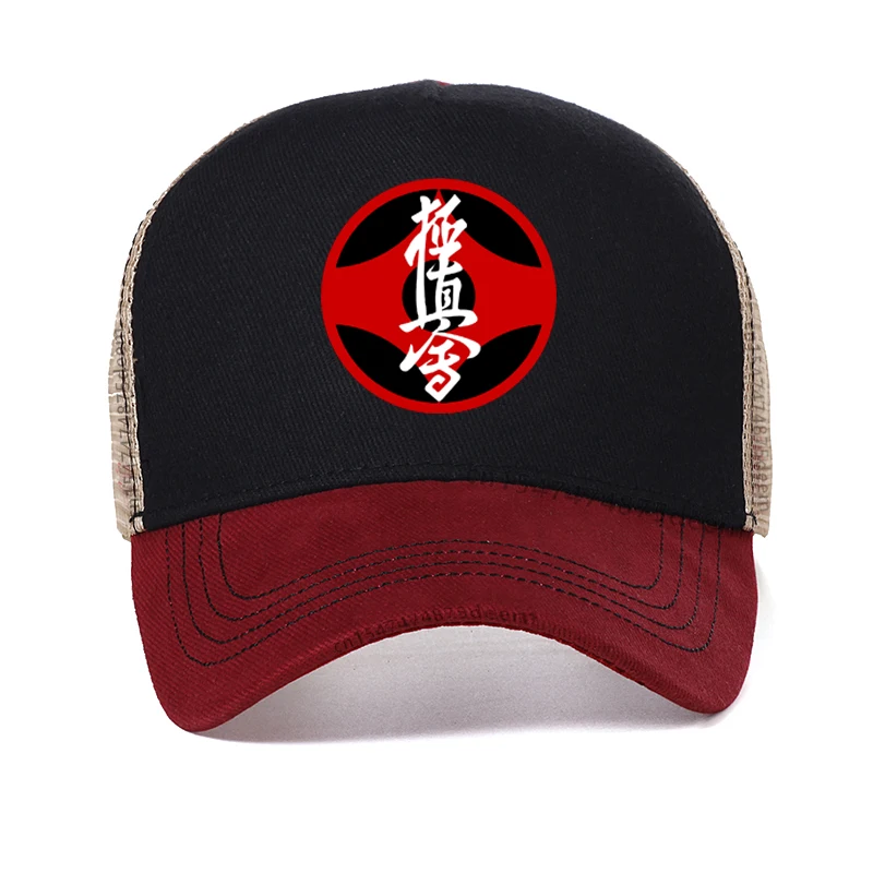 

Kyokushin Karate Symbol And Kanji Men Baseball Cap Summer cool mesh Breathable Trucker Hat Unisex Adjustable Snapback hats