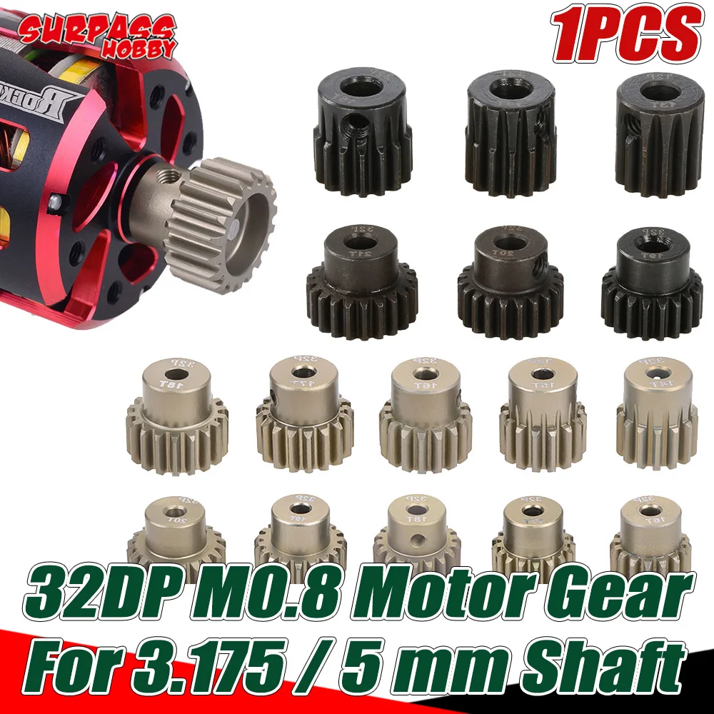Шестерня двигателя SURPASS HOBBY 32P металлическая M0.8 32DP 5 мм 3 175 вал для 1/8 1/10 1/12 1/14
