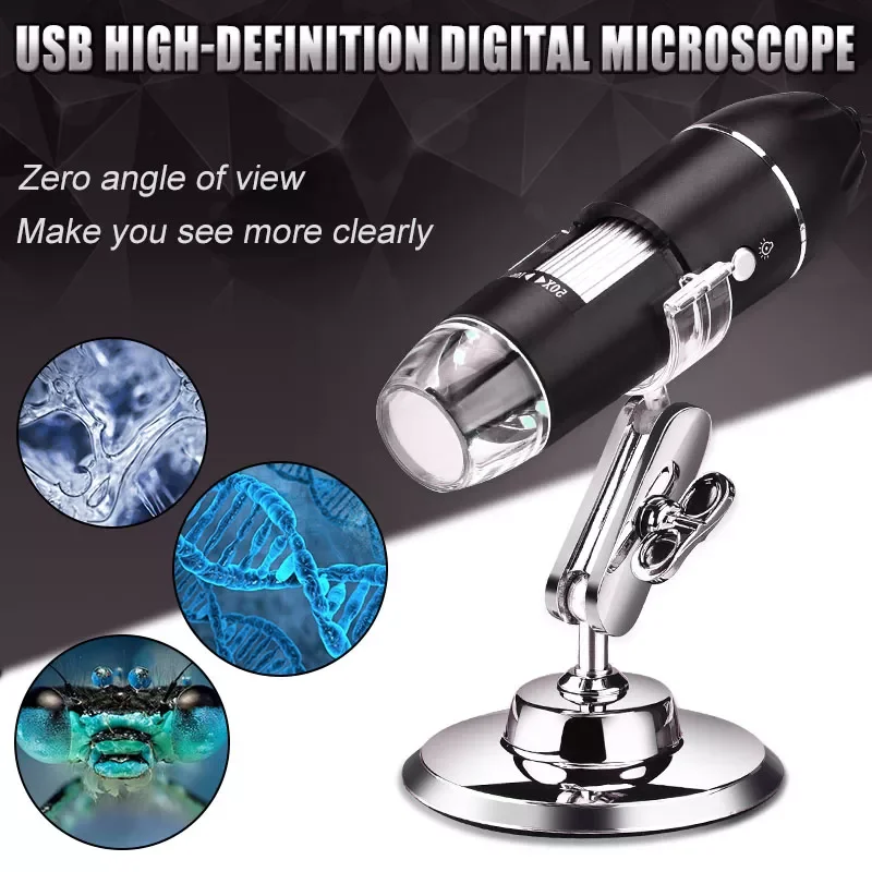 

1080P Electronic Microscope USB Digital Microscope Stereo USB Camera Endoscope 8LED Magnifier Microscopio with Metal Stand