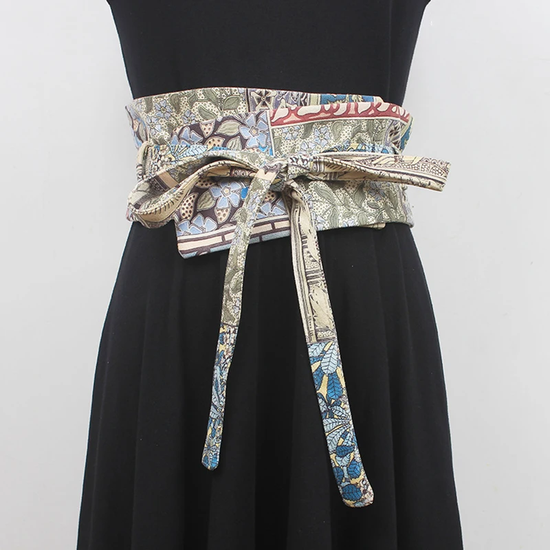 

SeeBeautiful Printed Belt Decorative All-match Irregular Wide Waist Seal Women 2022 Autumn New Fashion Tide Q751