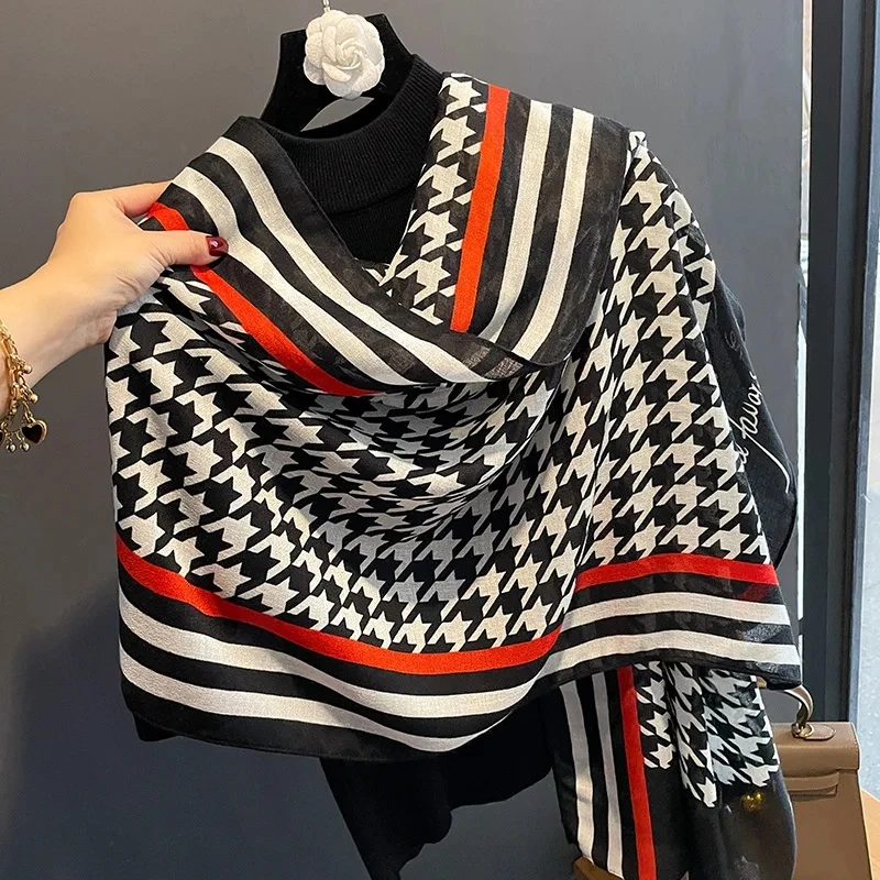 Роскошный брендовый хлопковый шарф женские шали и палантины весенний пашминовый