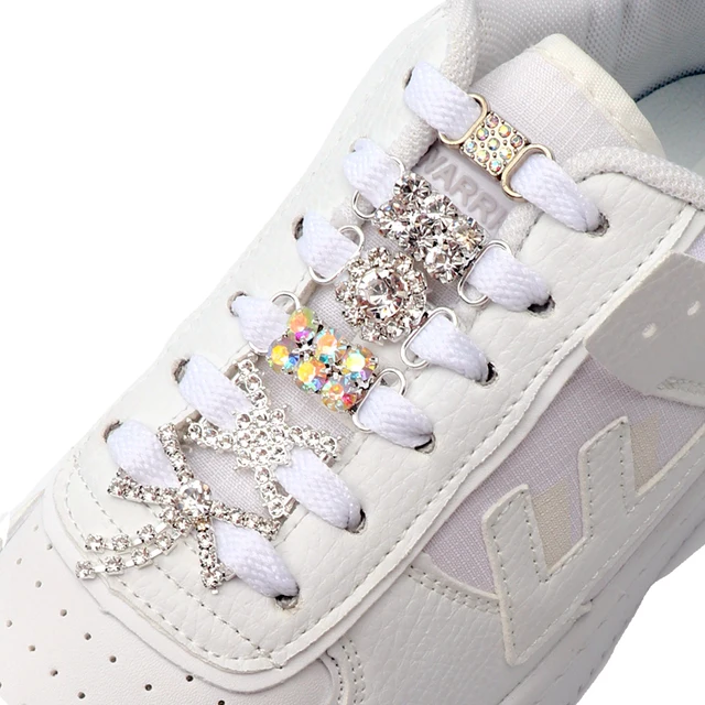 Diamond af1 shoe decorations shoelaces metal buckle charms luxury rhinestone shoes accessories metal laces lock sneaker 1pair