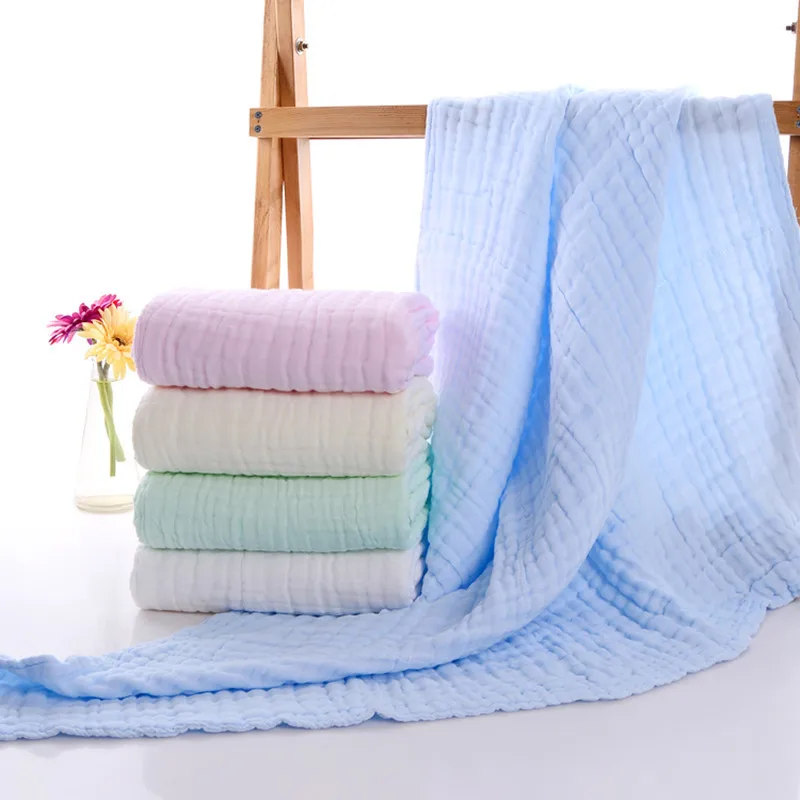 

Baby Pure Cotton Six-layer Gauze Plain Color Children's Quilt Skin-Friendly Soft Seersucker Infant 105*105 Square Bath Towel