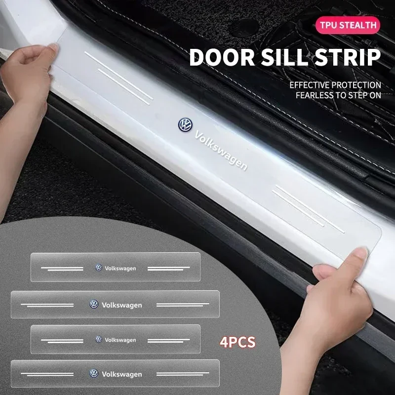 4x защитная наклейка на порог автомобиля прозрачная декоративная для Volkswagen Golf 4 5 6