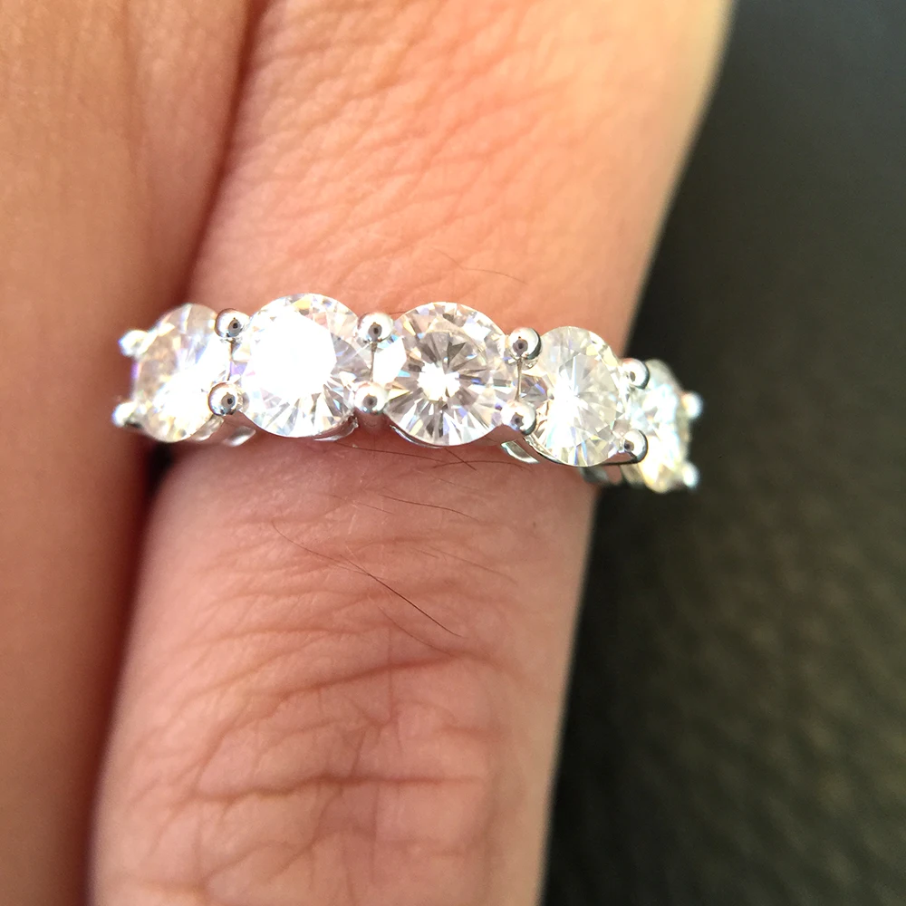 

White Gold Plated Moissanite Ring 1.5CTW F Color Engagement Ring Test Positive Moissanite Band Diamond Wedding Jewelry For Bride