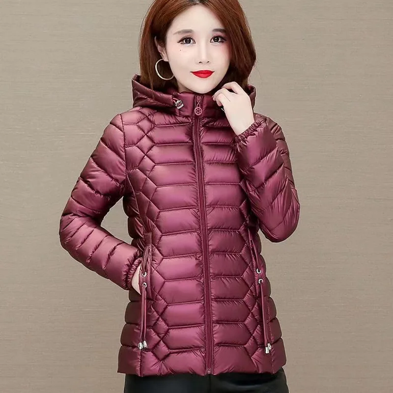 Autumn  Winter 2022 Short Hooded Zipper Coat  Women's Korean Fashion Elegant Warm Parkas Cotton Suit Parka's Slim veste femme