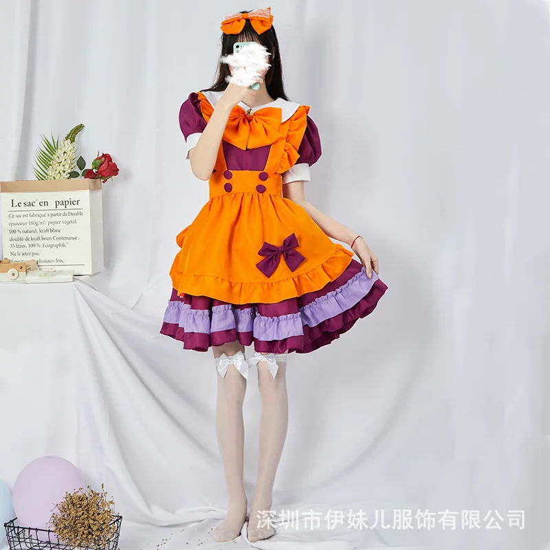 

2022 Japan Anime Maid Costume Cosplay Orange Lolita Princess Dresses Restaurant Work Costume Masquerade Party Dress Maid Outfits