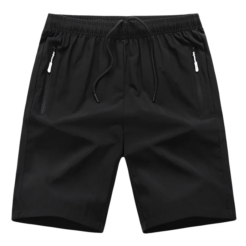 

Sport Shorts For Men Casual Summer Elastic Waist Solid Shorts With Zipper
